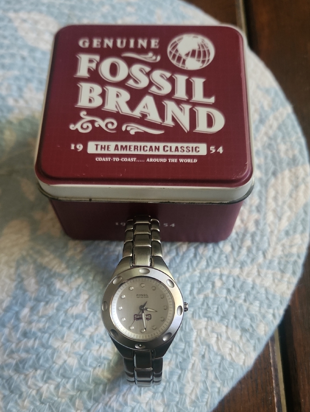 Fossil Women’s Silver-Tone Stainless Steel Watch with White Dial